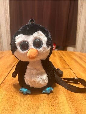 Ty Plush Penguin Kids Backpack - Black, White, Blue